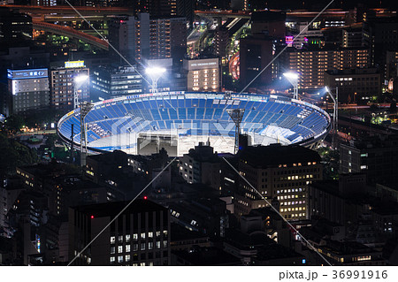 スカイガーデン 横浜 夜景 横浜スタジアムの写真素材