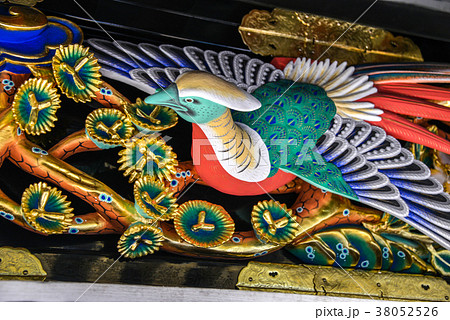 日光東照宮 彫刻 鳥 カラフルの写真素材 - PIXTA