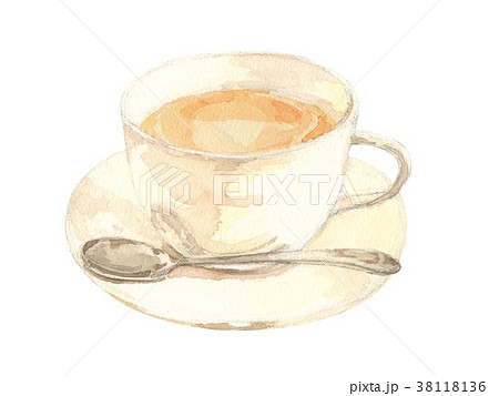 ミルクティー 紅茶 ティーカップ 水彩のイラスト素材