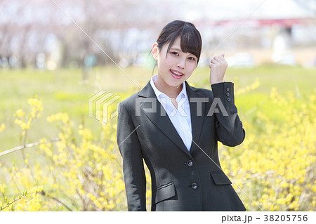 頑張れー ポーズの写真素材