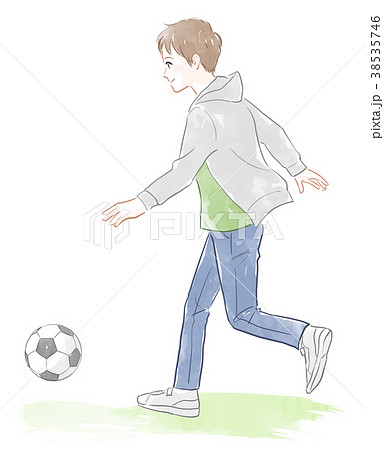 サッカーボールと少年のイラスト素材 38535746 Pixta
