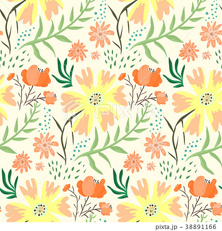 Elegant and beautiful seamless orange flower - Stock Illustration  [68829324] - PIXTA
