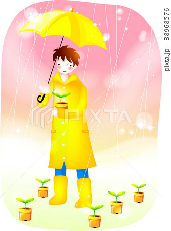 男 男性 男の子 傘のイラスト素材