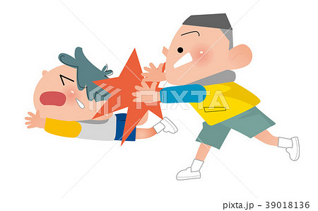 子ども 男の子 喧嘩 怪我のイラスト素材 Pixta