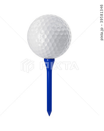 3D rendering golf ball on blue tee isolated-插圖素材[39581346