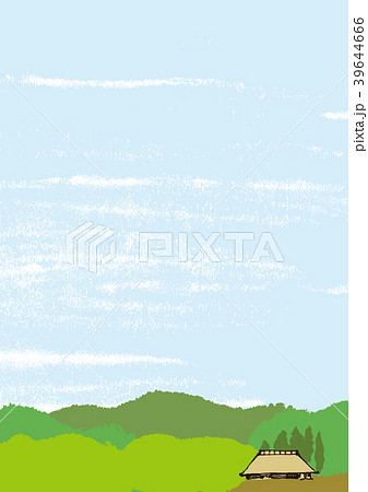 風景 田舎 夏 古民家のイラスト素材