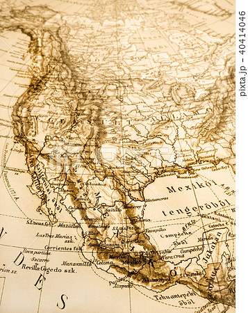 北米 世界地図 北米大陸 古地図の写真素材