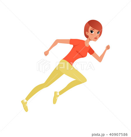 漫画 走る ランニング 女性のイラスト素材