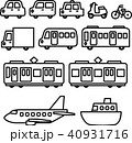 手書きの車と電車のイラスト素材