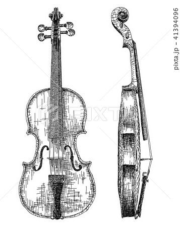バイオリン 白黒 黒白 スケッチのイラスト素材