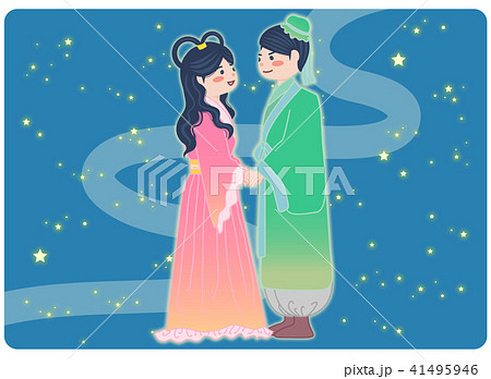 天の川 織り姫 織姫 彦星のイラスト素材