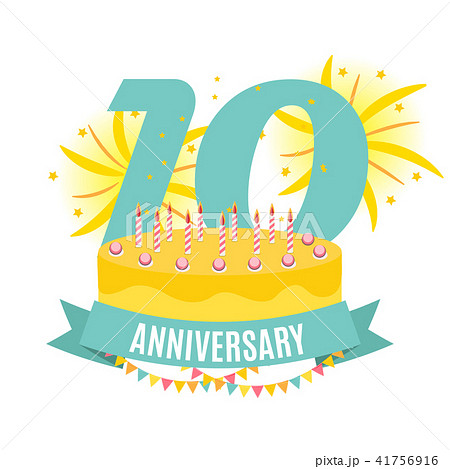 誕生日 10歳 バースデーケーキ ベクターのイラスト素材