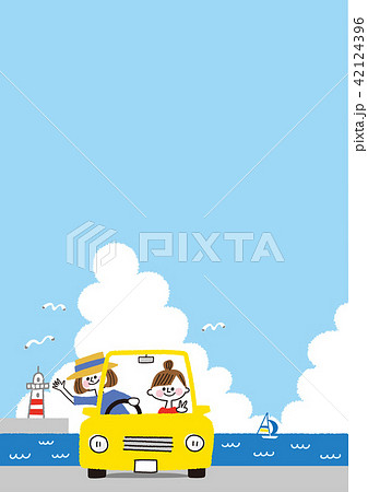 ドライブ 女子旅 車 女性のイラスト素材