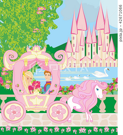 馬 馬車 かわいい イラストのイラスト素材