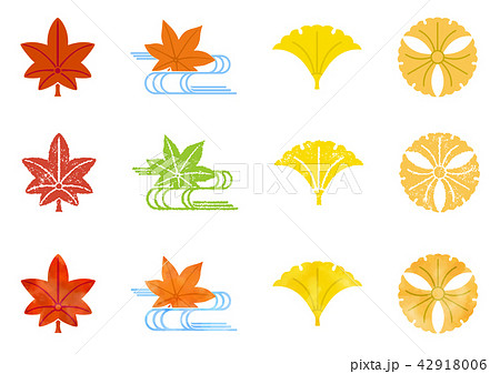 銀杏 もみじのイラスト素材