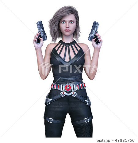 ポーズ 女性 人物 銃のイラスト素材