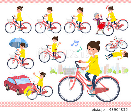 女性 人物 妊婦 自転車のイラスト素材