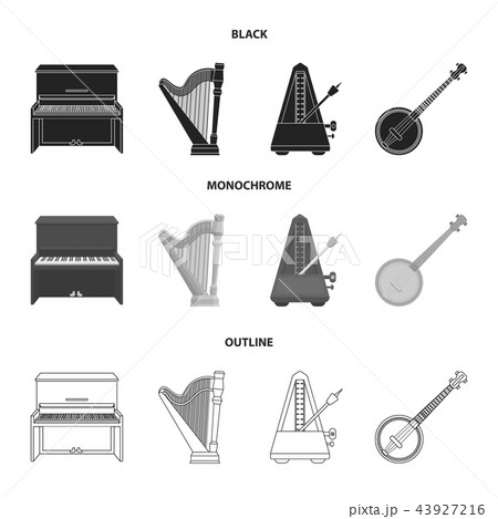 ピアノ モノクロ 黒色 楽器のイラスト素材