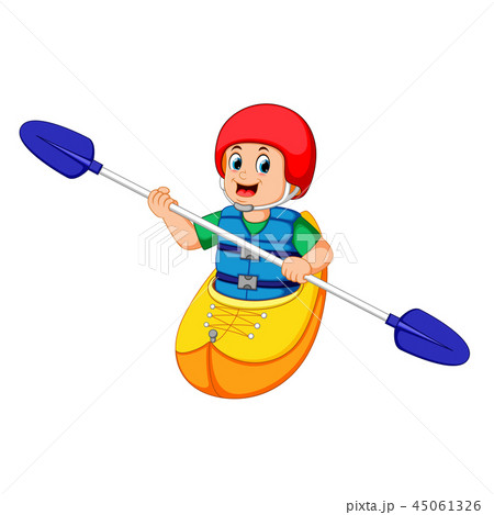 少年 男の子 カヌー 漫画のイラスト素材