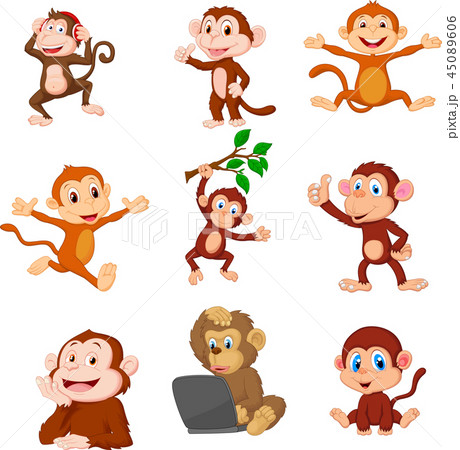 さる サル 猿 ヘッドフォンのイラスト素材