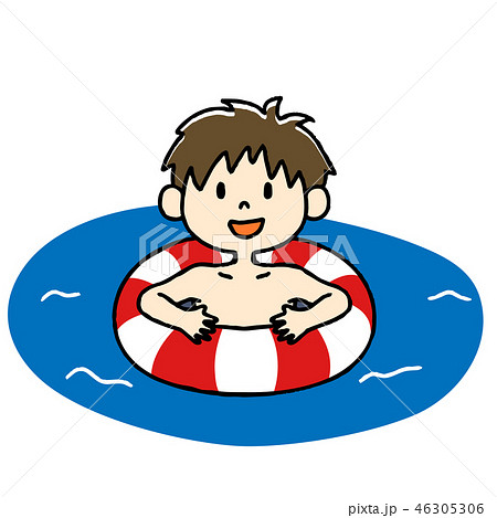 浮き輪 男の子のイラスト素材
