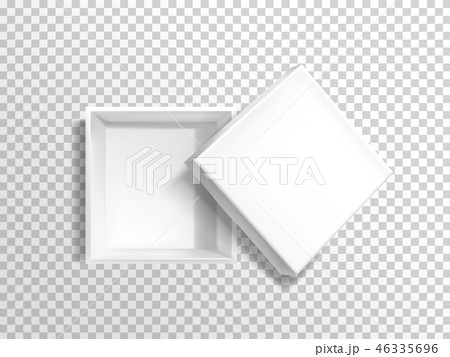Open cardboard box. Parcel mockup. White blank template