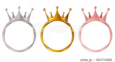 王冠 フレーム 金 銀のイラスト素材