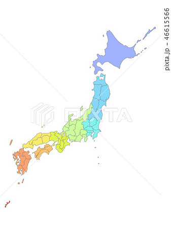 日本地図 日本 地図 都道府県のイラスト素材