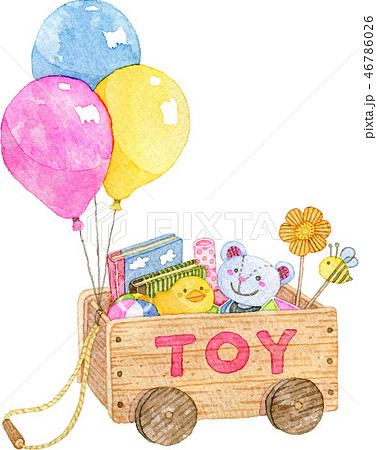 おもちゃ おもちゃ箱 かわいい イラストの写真素材
