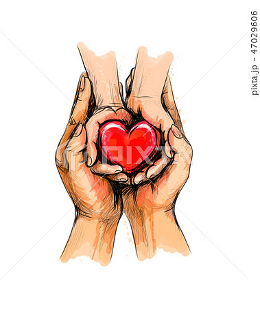 手 ハート 両手 ハートマークのイラスト素材