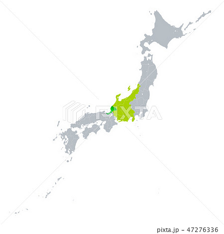 北陸地方 日本列島 日本地図 日本のイラスト素材