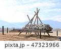信玄堤 聖牛の写真素材