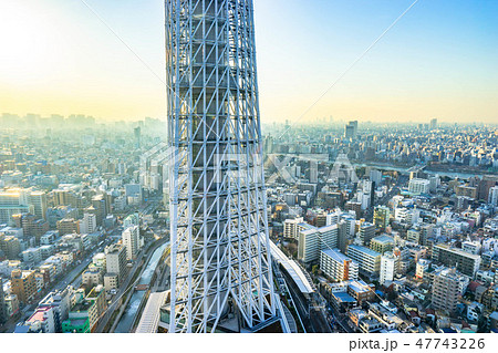 夕景 スカイツリー 夕方 風景の写真素材