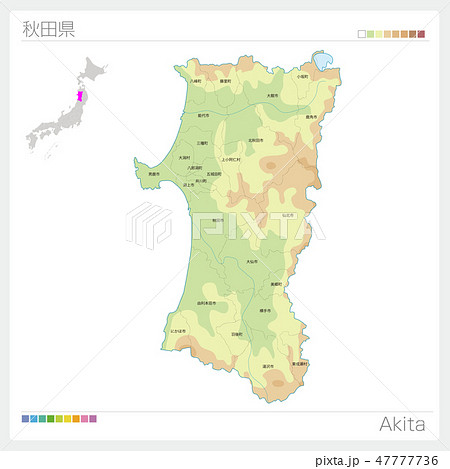 秋田県地図のイラスト素材