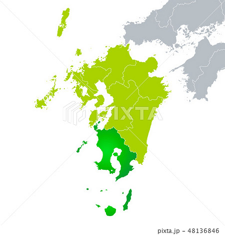 県境 九州 地図 九州地方の写真素材