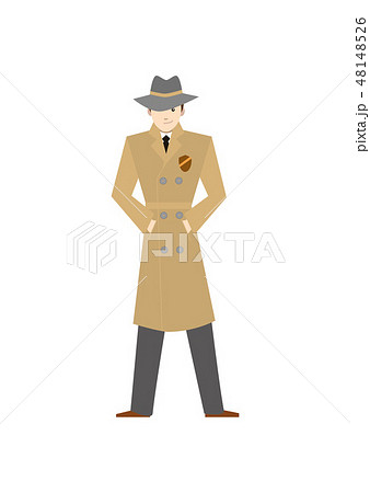 男 男性 刑事 オーバーコートのイラスト素材 Pixta