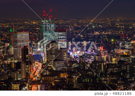 メガロポリス 夜景 東京 背景の写真素材