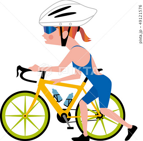 トライアスロン 自転車 レース 選手のイラスト素材