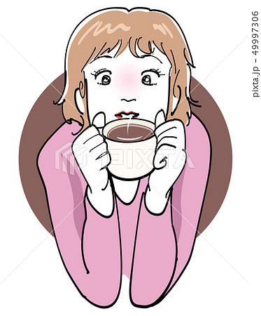 女性 コーヒー 飲む 一息のイラスト素材