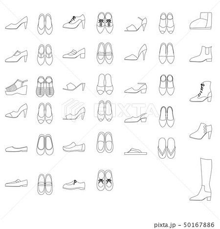 ブーツ イラスト 靴 線画のイラスト素材