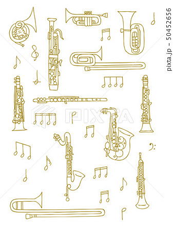 トロンボーン 管楽器 吹奏楽 金管楽器のイラスト素材