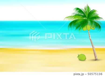 海 ヤシの木 ビーチ 砂浜のイラスト素材