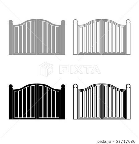 塀重門 フェンス 灰色 垣根 入り口のイラスト素材