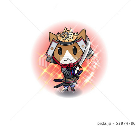 侍の猫 サムライ 武士 のイラスト素材