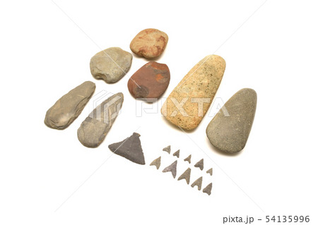 矢じり 石器 打製石器 縄文時代の写真素材