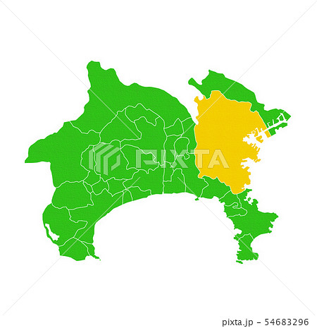 神奈川県地図のイラスト素材