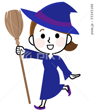 ハロウィン 魔女 仮装 ほうきのイラスト素材
