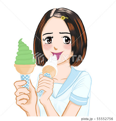 ソフトクリーム 女の子のイラスト素材