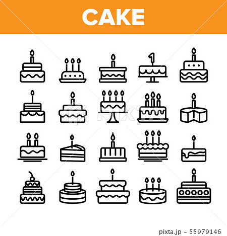 誕生日 モノクロ バースデーケーキ お祝いのイラスト素材