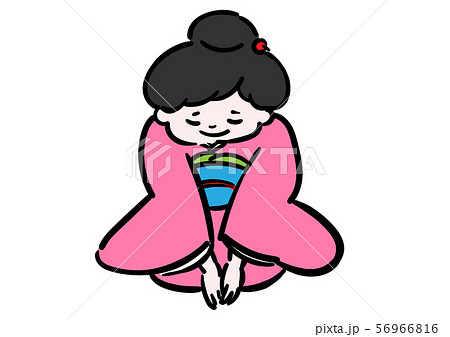 正座 女性 着物 茶道のイラスト素材
